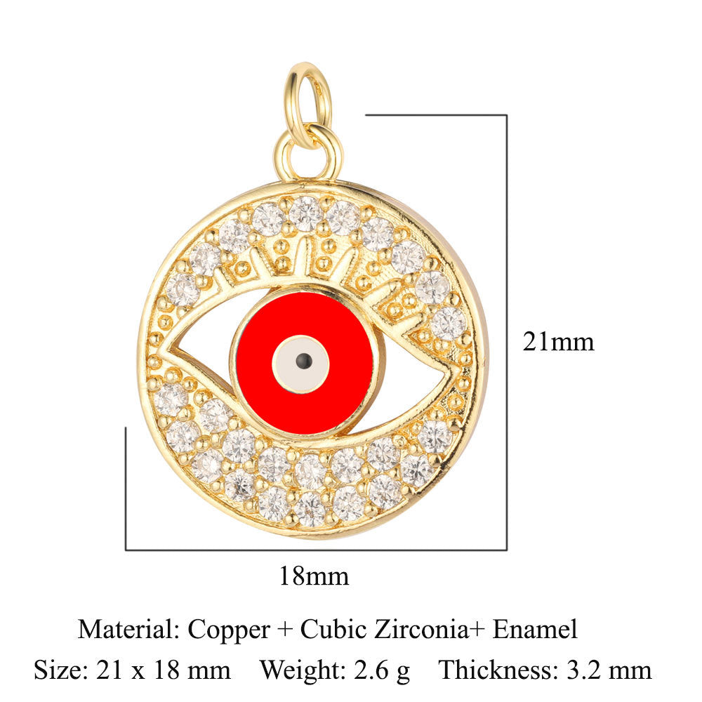 Seven Beads Devil's Eye Copper Zircon Pendant