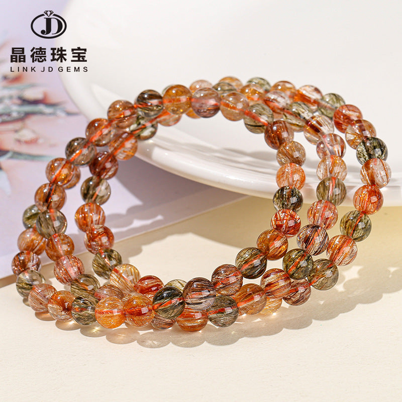 Natural ice transparent color hair crystal multi-ring bracelet