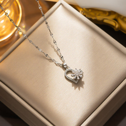 Valentine's Heart Zircon Pendant Necklace for Her