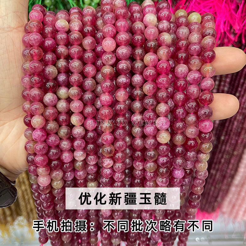 Perlas sueltas de calcedonia de Xinjiang, cuentas redondas de jade de colores 