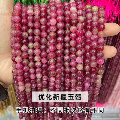 Perlas sueltas de calcedonia de Xinjiang, cuentas redondas de jade de colores 