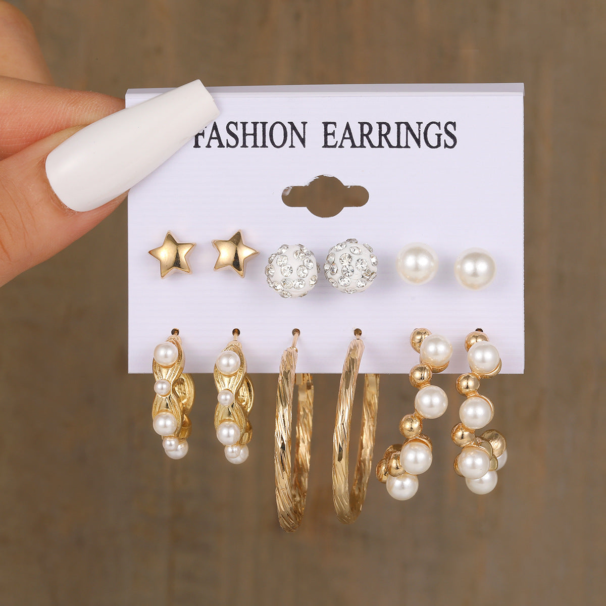 Star Moon 8-shaped earring set 6 pieces