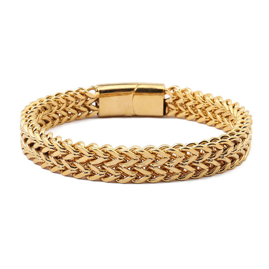 18K gold-wrapped titanium steel bracelet men's 8-12mm