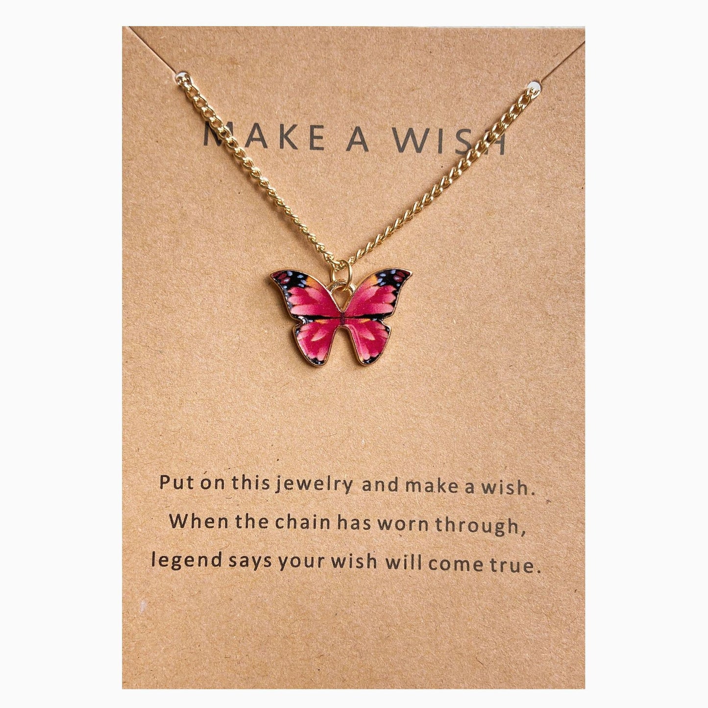 Letter Paper Card Butterfly Cat Alloy Necklace