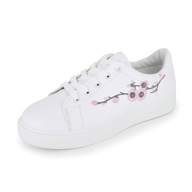 Round head embroidered rose sneakers