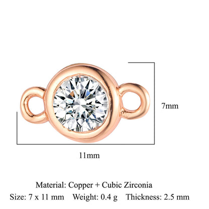 Cactus round zircon double hole copper accessories