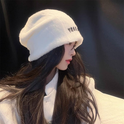 White Winter Knit Hat for Big Heads