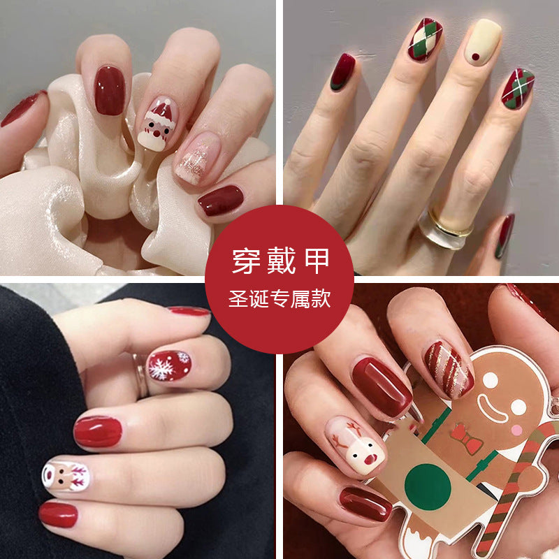 Autumn Winter Red Christmas Nails