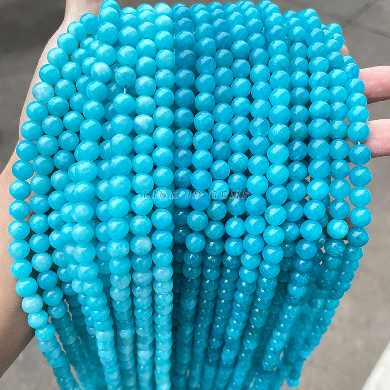 Imitation Tianhe stone chalcedony loose beads blue chalcedony round beads