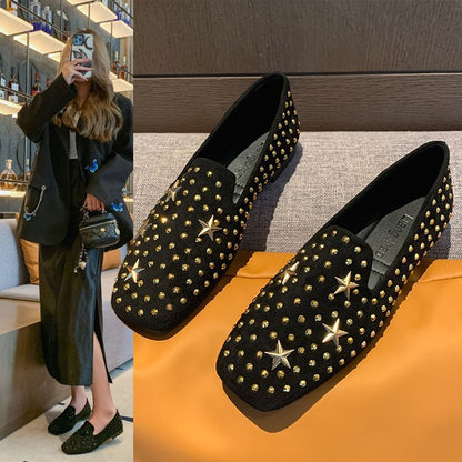 New rivet flat heel shoes