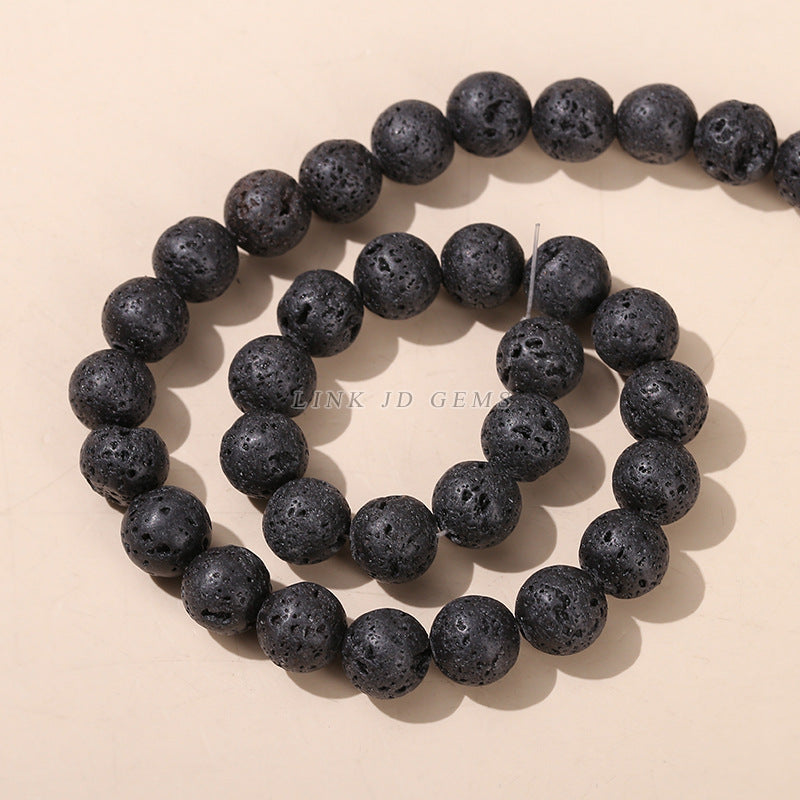 Black volcanic stone round beads lava stone loose beads