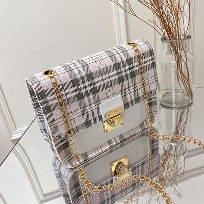 Ladies bags plaid square bag