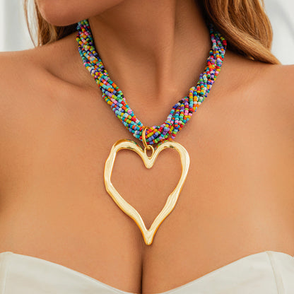 Multi-layer love heart pendant necklace