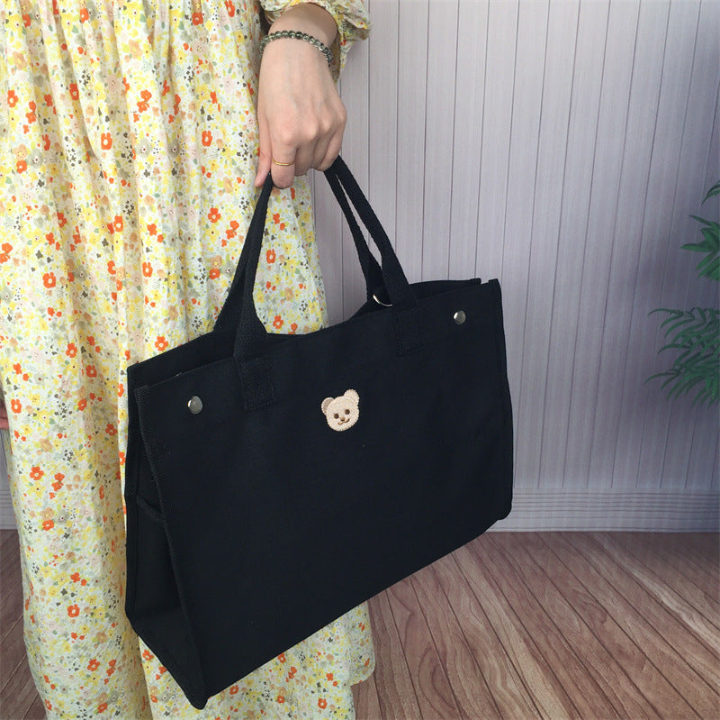 Casual simple bear embroidery mother bag