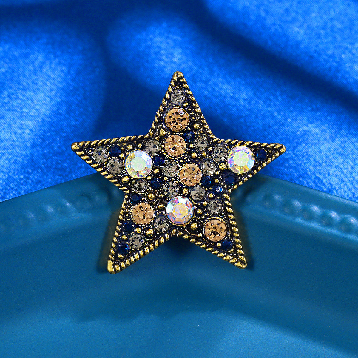 Pentagram brooch with diamonds