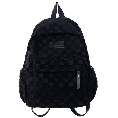 Large capacity simple plaid backpack