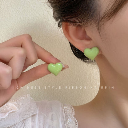 Candy color love earrings for women