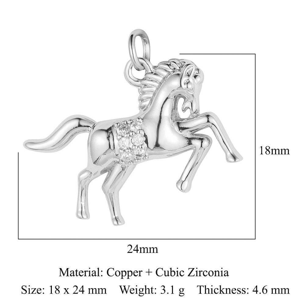 Copper zircon DIY animal necklace bracelet pendant