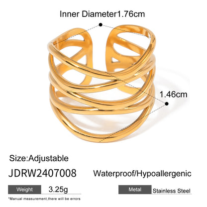 Stainless steel ring 18k gold plated