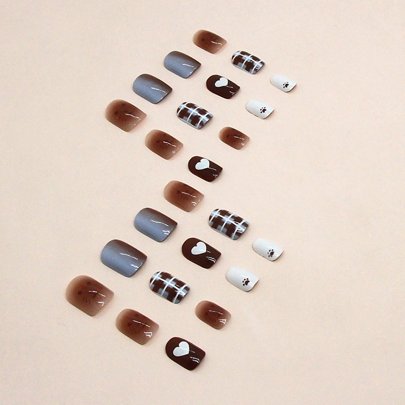 Chocolate Heart Bear Square Nails