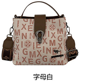 Premium printed letter shoulder handbag