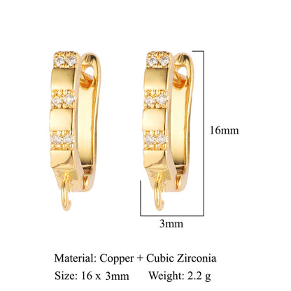 Square diamond copper micro-inlaid women's ear buckle