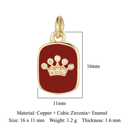 Dripping oil crown moon tag copper zircon pendant