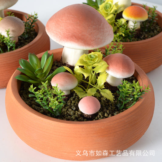 Simulation large bowl-shaped mushroom bonsai