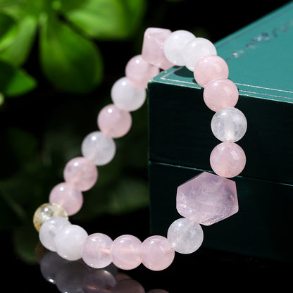 Natural horse powder crystal white jade bracelet.