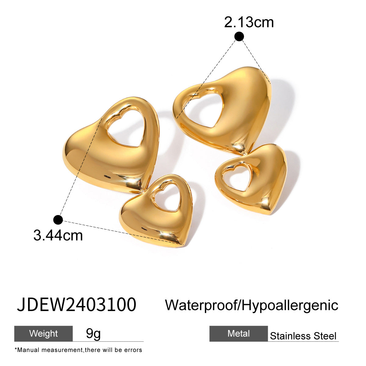 Double-layer heart hollow earrings