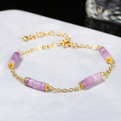 Natural lilac stone bracelet stainless steel gold-plated accessories