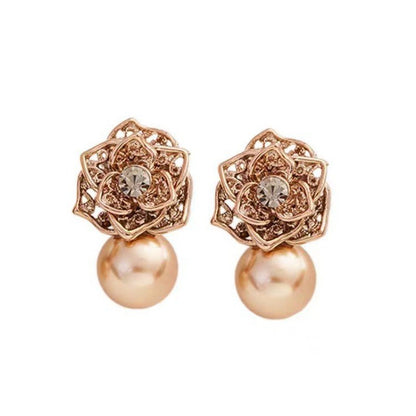 Pendientes versátiles de moda con flores de perla 