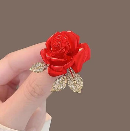 Red Rose Temperament Brooch