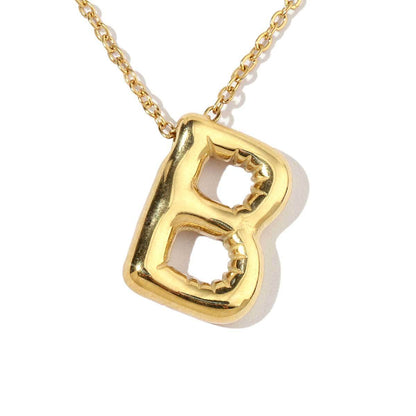 18k real gold titanium steel bubble letter pendant