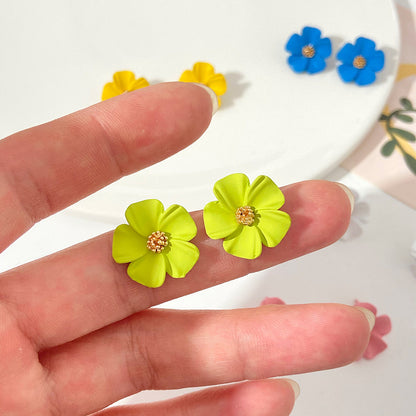 Flower stud earrings girlish temperament