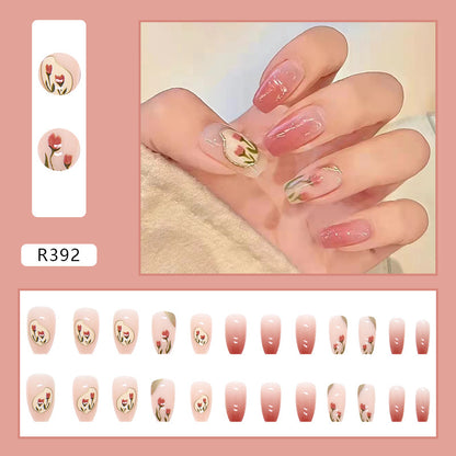 Wearable Blush Short Removable Nail Stickers