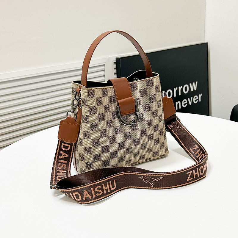 Bucket bag printed letter shoulder women's bag