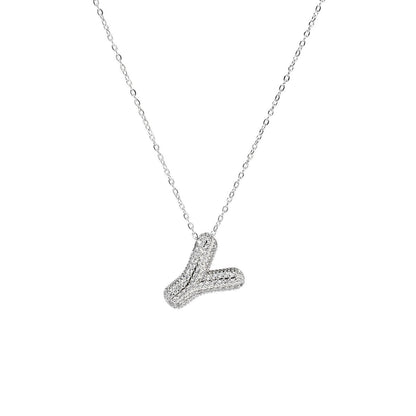 A-Z Copper Zircon Letter Necklace Pendant