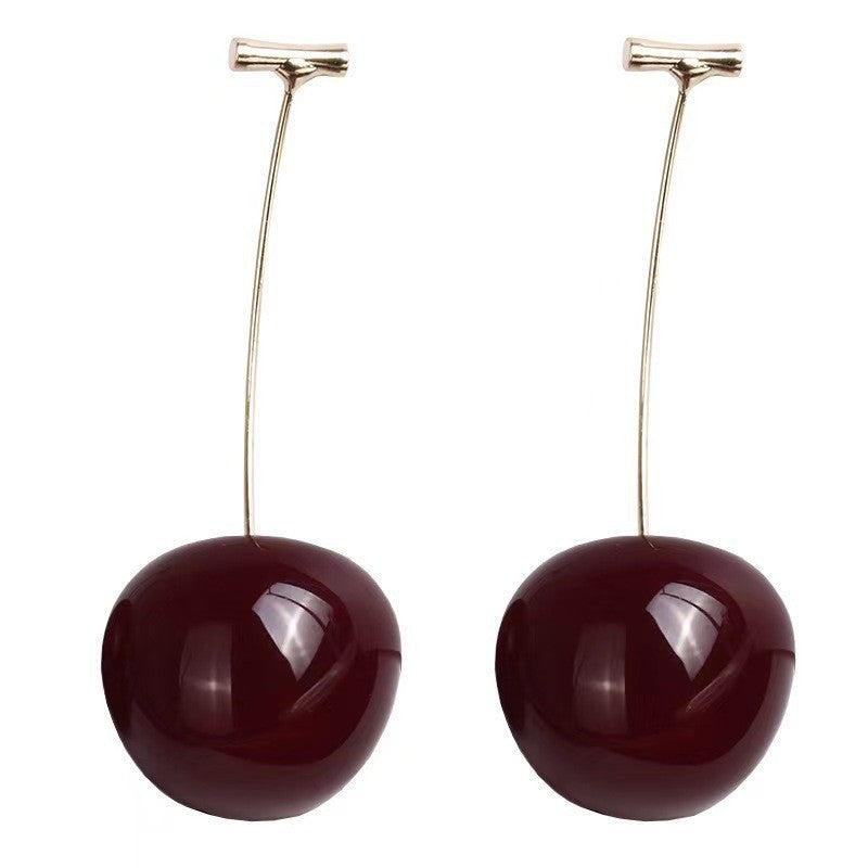 Red cherry fruit earrings fashion