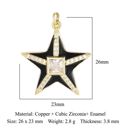 Pentagram copper zircon jewelry accessories pendant