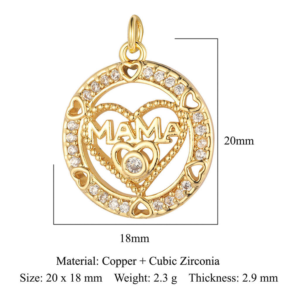 Heartbeat Eyes Mom Copper Zircon Pendant