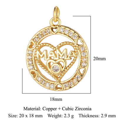 Heartbeat Eyes Mom Copper Zircon Pendant