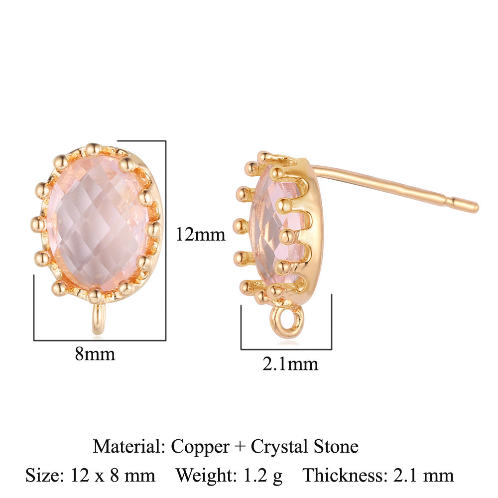 10 pcs/pack, drop-shaped brass crystal glass stud earrings.