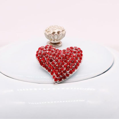 Red Heart Brooch Alloy Diamonds