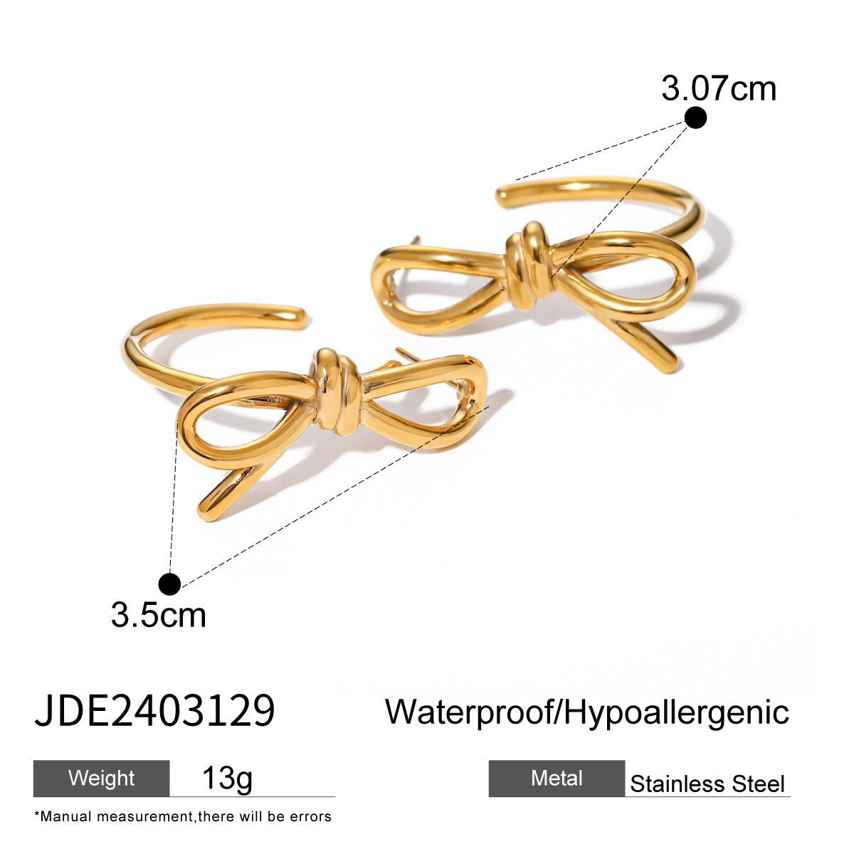 Linear bow C-shaped earrings