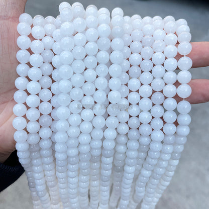 Chalcedony loose beads light blue jade round beads wholesale