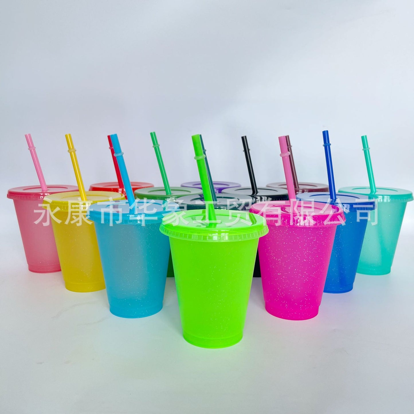 Popular pp glitter plastic cup 16oz