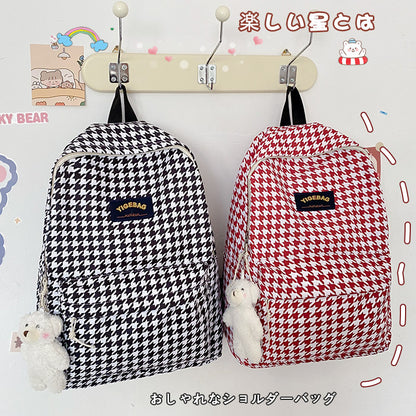 New plaid student schoolbag backpack