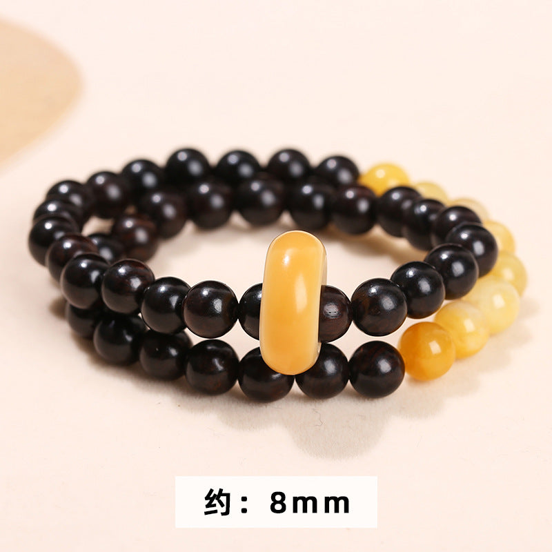 Pulsera de doble círculo con anillo de running de Bodhi de madera de sándalo 