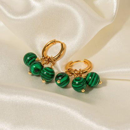 Malachite Tassel Drop Earrings